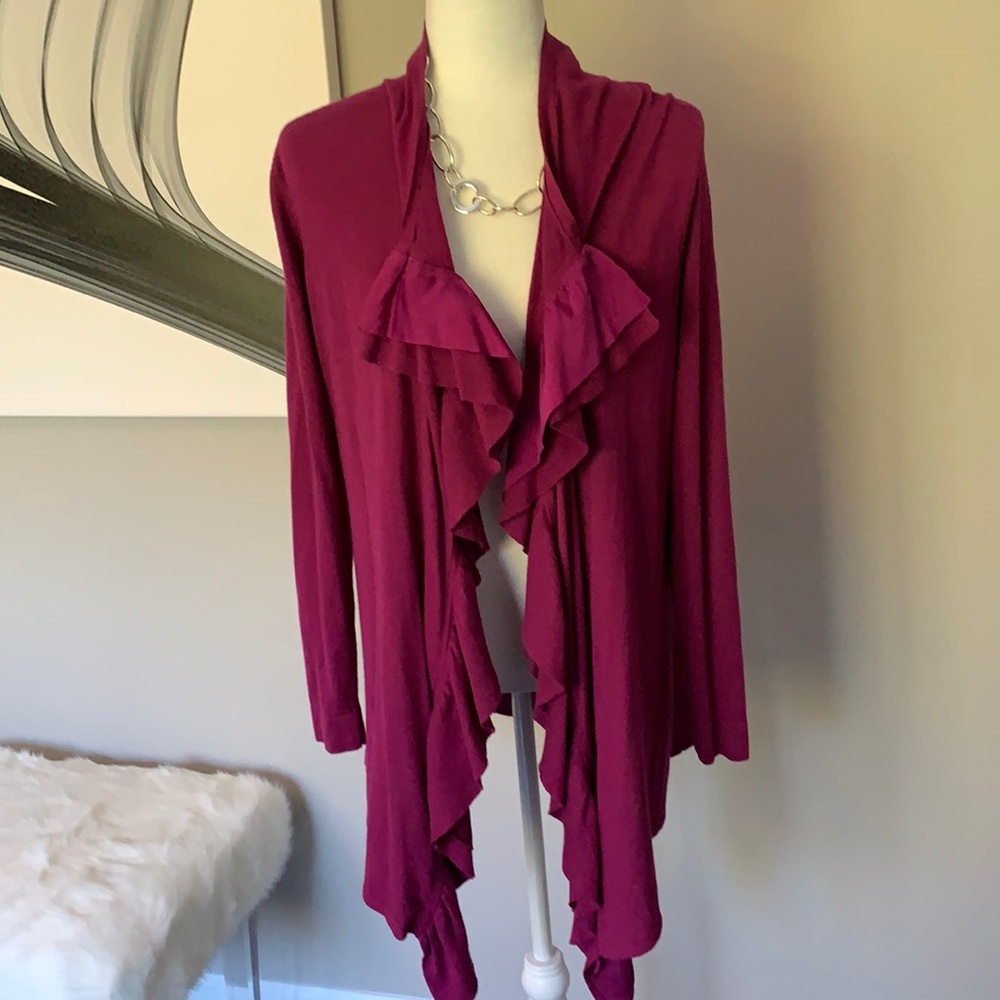 Amber Sun Fuchsia Cashmere open cascade cardigan